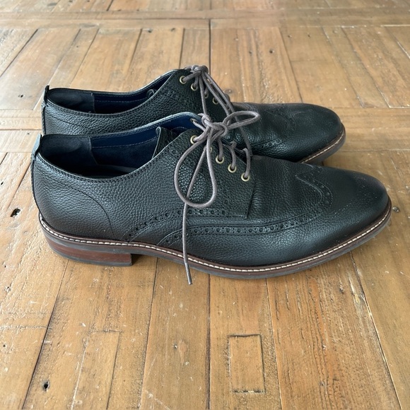 COLE HAAN Pebbled Black Leather C27088 Grand 0s Wingtip Loafer Shoes, Mens 12 - Picture 1 of 10